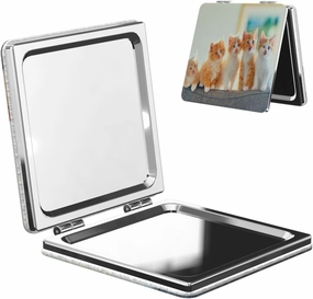 Five Cats Kitten Pattern Small Makeup Mirror Portable Travel Cosmetic Mirror Folding Small Pocket Mirror