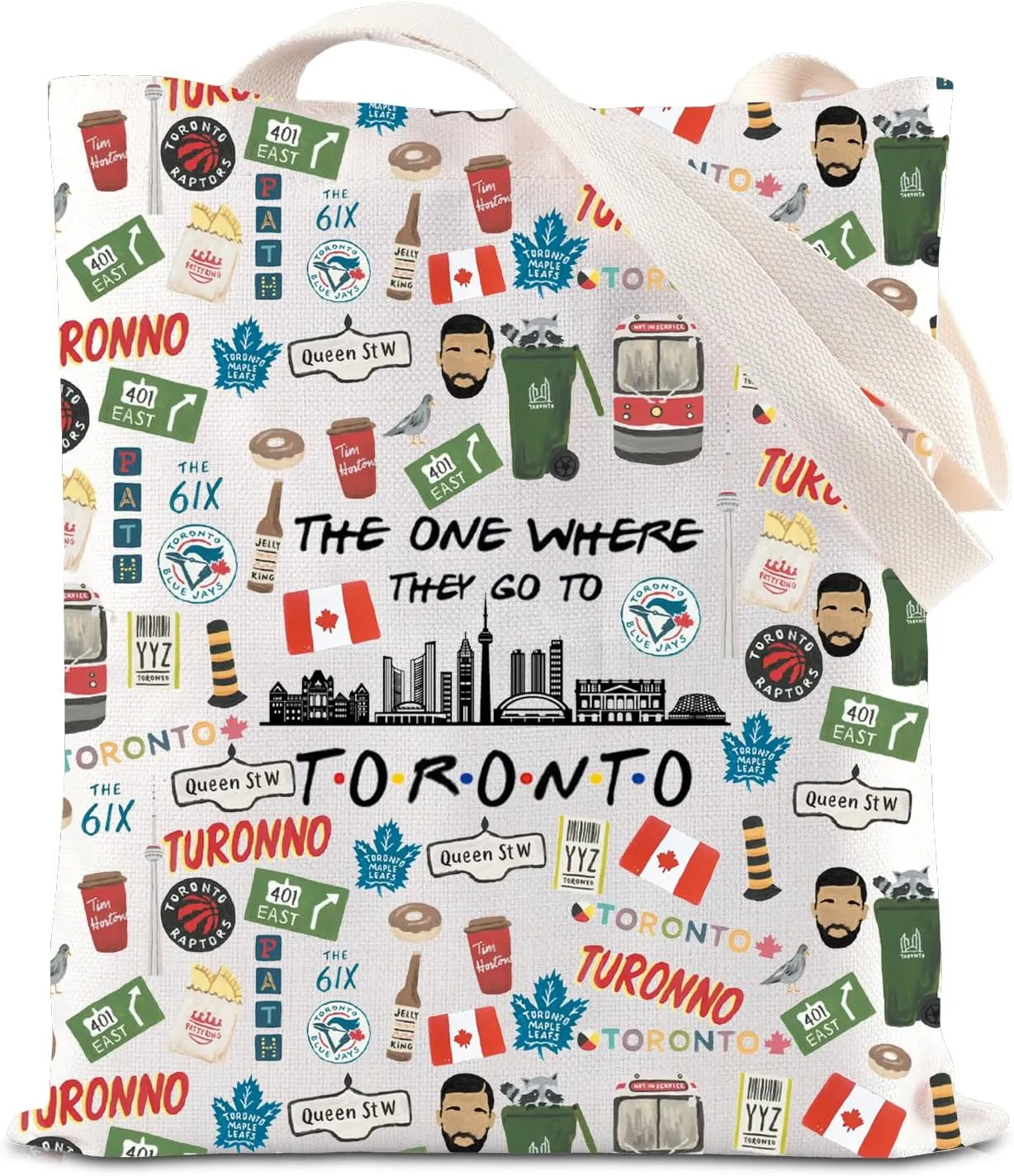 FOTAP Toronto Canada Trip Makeup Bag Toronto Souvenirs Gift Toronto Canadian Travel Bag Toronto Vocation Gifts Toronto Honeymoon Gift (Toronto tote)