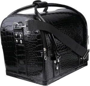 FRCOLOR Rolling Makeup Case Pu Leather Capacity Shoulder Strap for Travel and Home Use Design