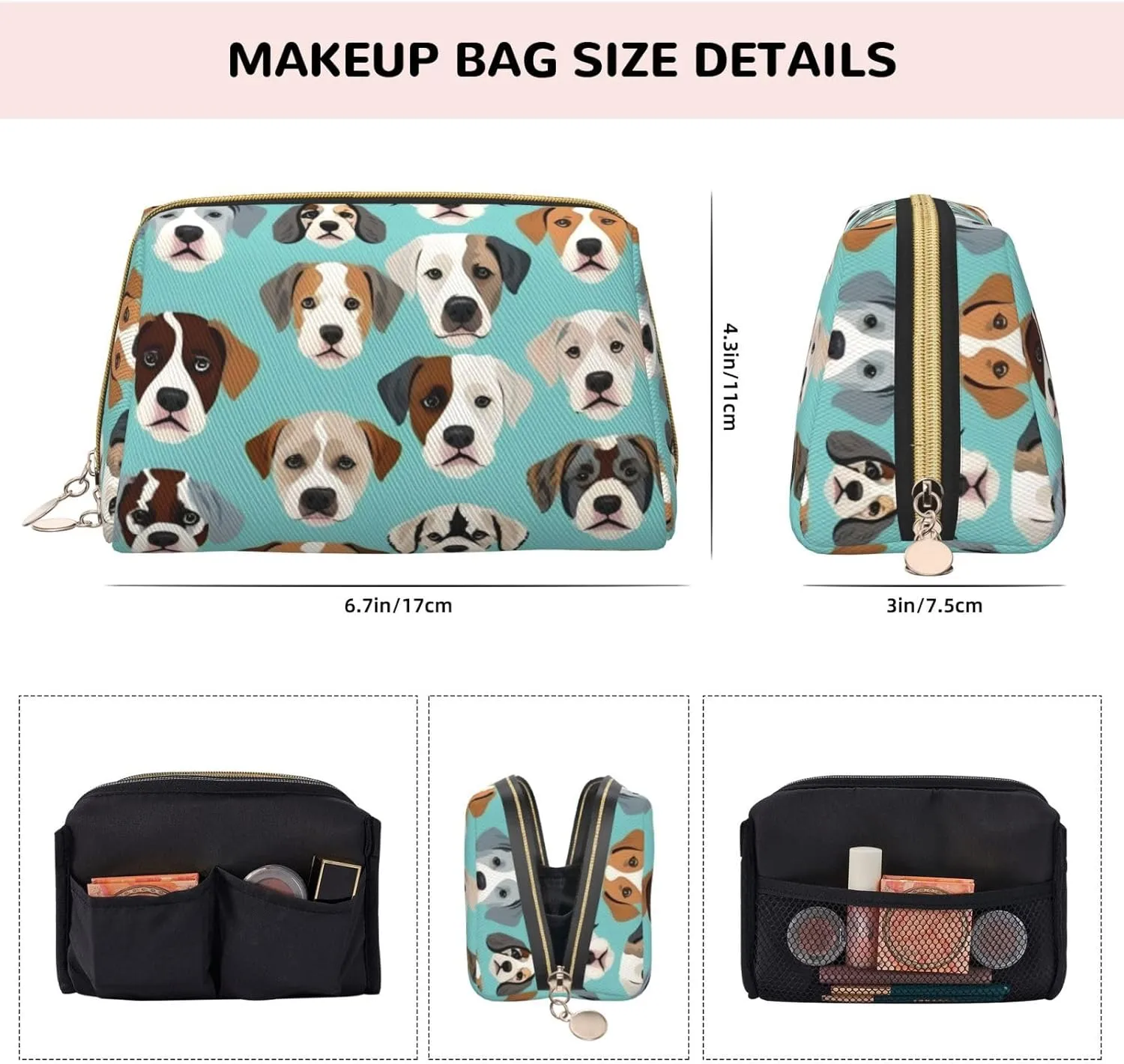 Funny English Bulldog Toiletry Pouch, Travel-Friendly Makeup Organizer For Makeup Brushes, Lipsticks