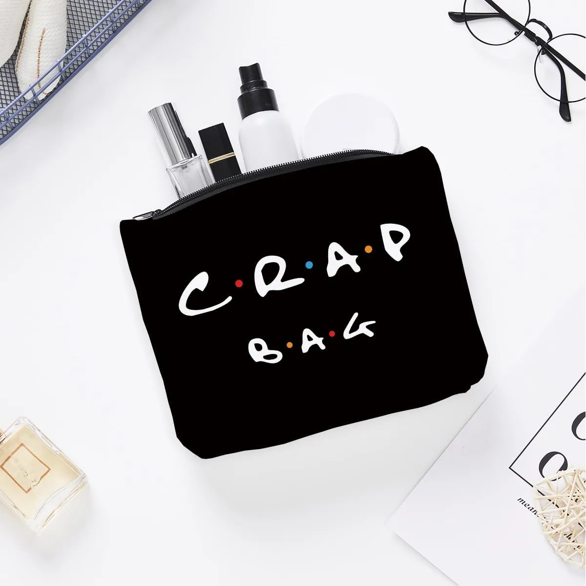Funny gift Friend makeup bag, Best friend Cosmetic Bag, Friends Theme Natural Reusable Eco-Friendly Makeup Bag Gifts, for Women Men Best Friends Birthday Christmas Gift. Black