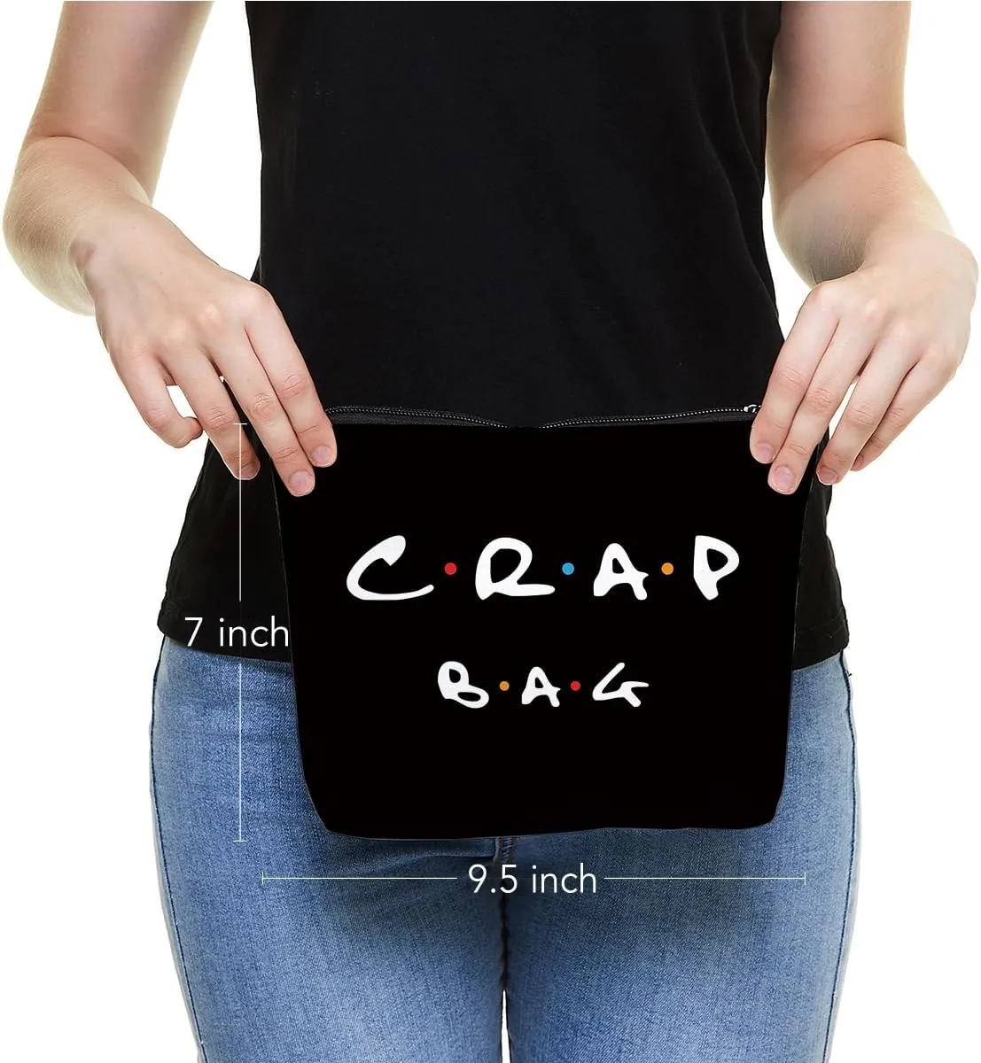 Funny gift Friend makeup bag, Best friend Cosmetic Bag, Friends Theme Natural Reusable Eco-Friendly Makeup Bag Gifts, for Women Men Best Friends Birthday Christmas Gift. Black
