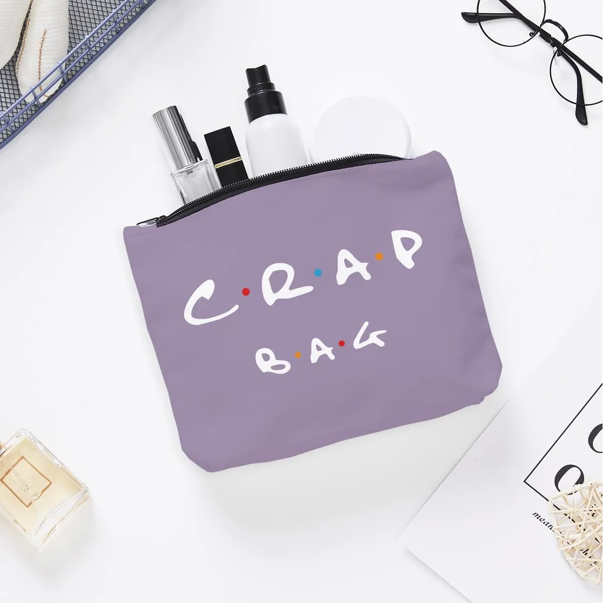 Funny gift Friend makeup bag, Best friend Cosmetic Bag, Friends Theme Natural Reusable Eco-Friendly Makeup Bag Gifts, for Women Men Best Friends Birthday Christmas Gift. Purple