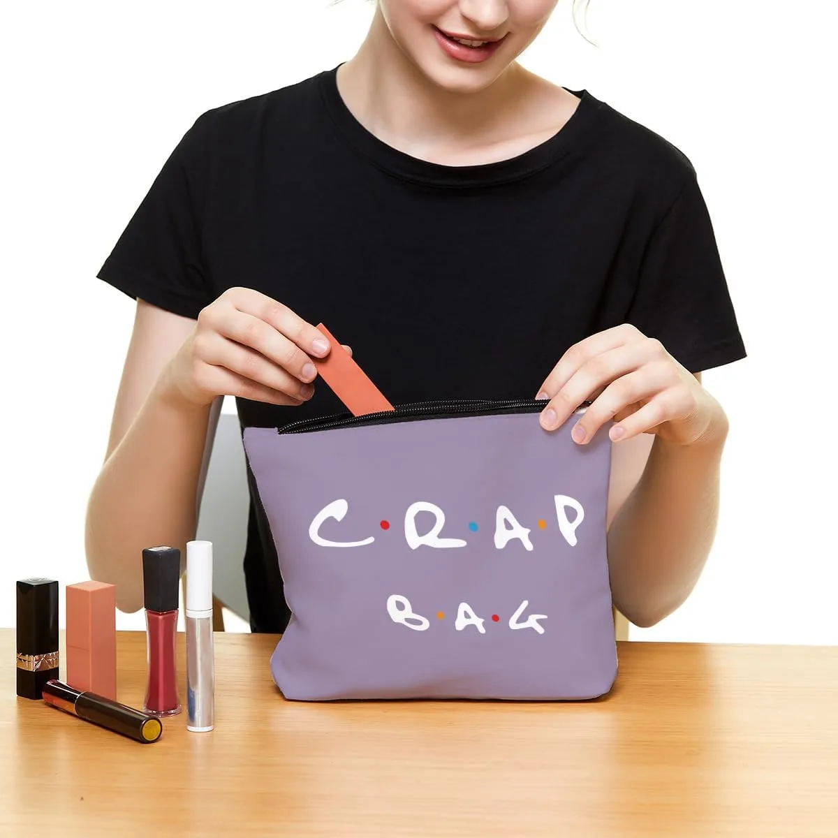 Funny gift Friend makeup bag, Best friend Cosmetic Bag, Friends Theme Natural Reusable Eco-Friendly Makeup Bag Gifts, for Women Men Best Friends Birthday Christmas Gift. Purple