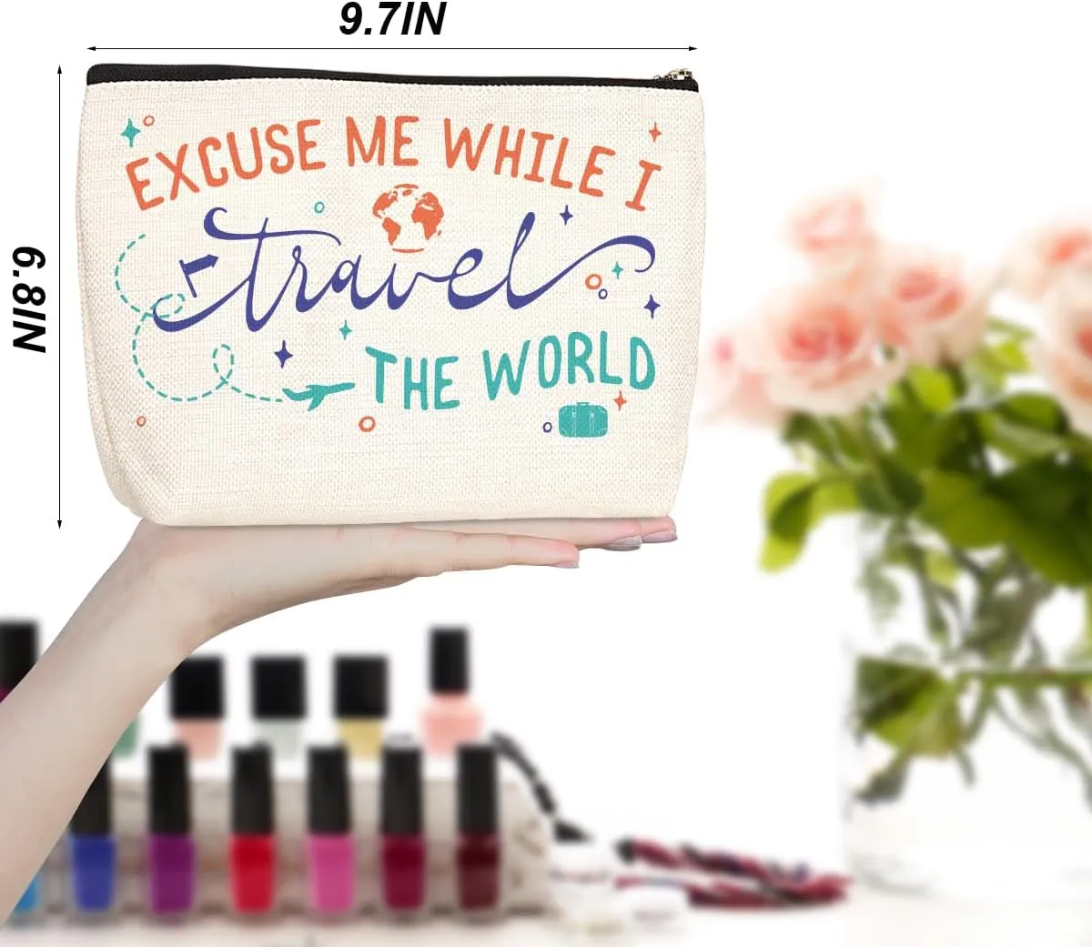 Funny Travel Gifts for Women Makeup Bag Travel Essentials Cosmetic Bag Travel Toiletry Bag Flight Vacation Gifts for Travel Lovers Sister Mom Travelers Girls Trip Birthday Mothers Day Anniversary