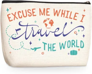 Funny Travel Gifts for Women Makeup Bag Travel Essentials Cosmetic Bag Travel Toiletry Bag Flight Vacation Gifts for Travel Lovers Sister Mom Travelers Girls Trip Birthday Mothers Day Anniversary