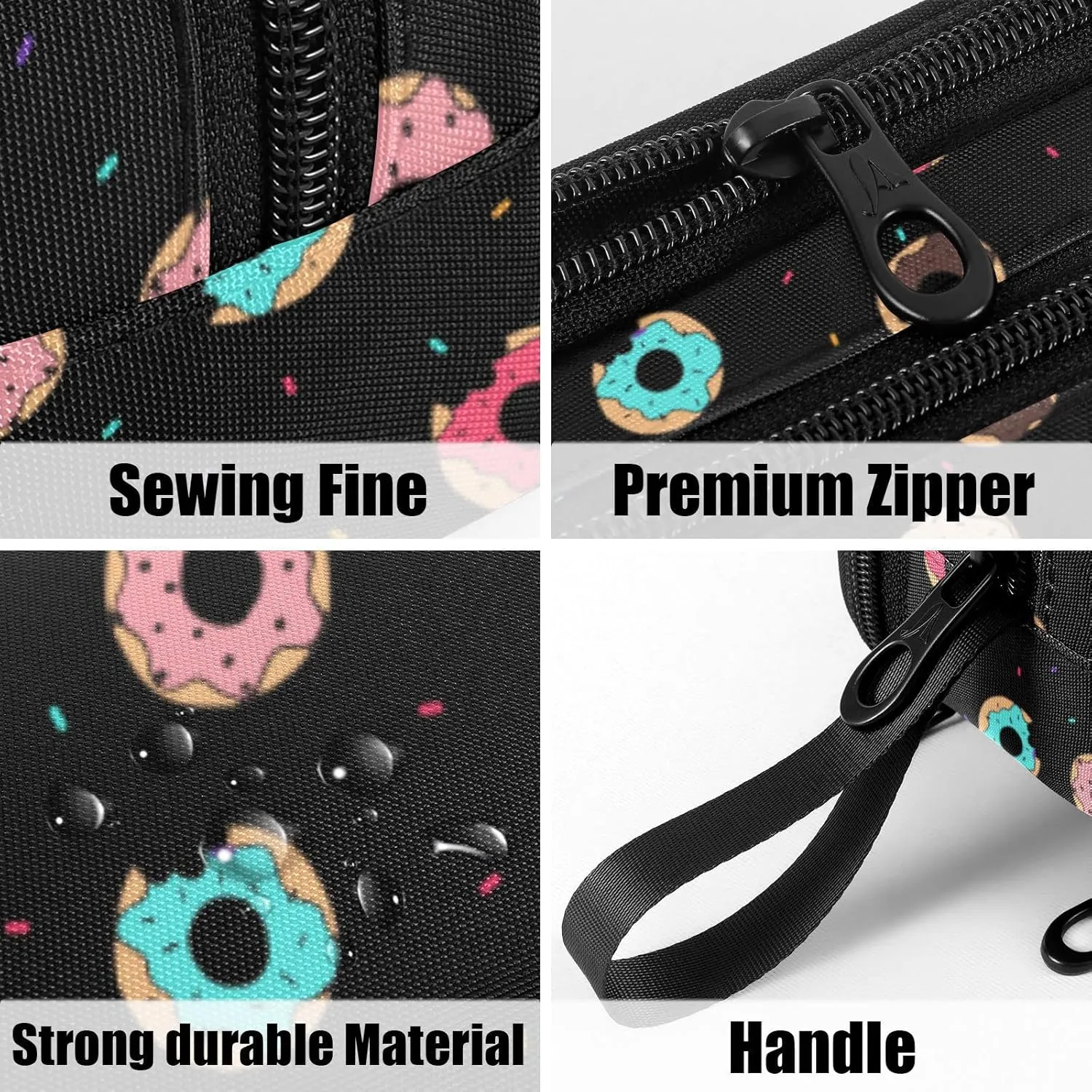 Fustylead Donuts Large Pencil Bag Storage Pen Case Makeup Pouch Stationery Bag for School College Office Organizer