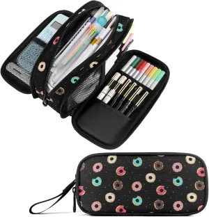 Fustylead Donuts Large Pencil Bag Storage Pen Case Makeup Pouch Stationery Bag for School College Office Organizer