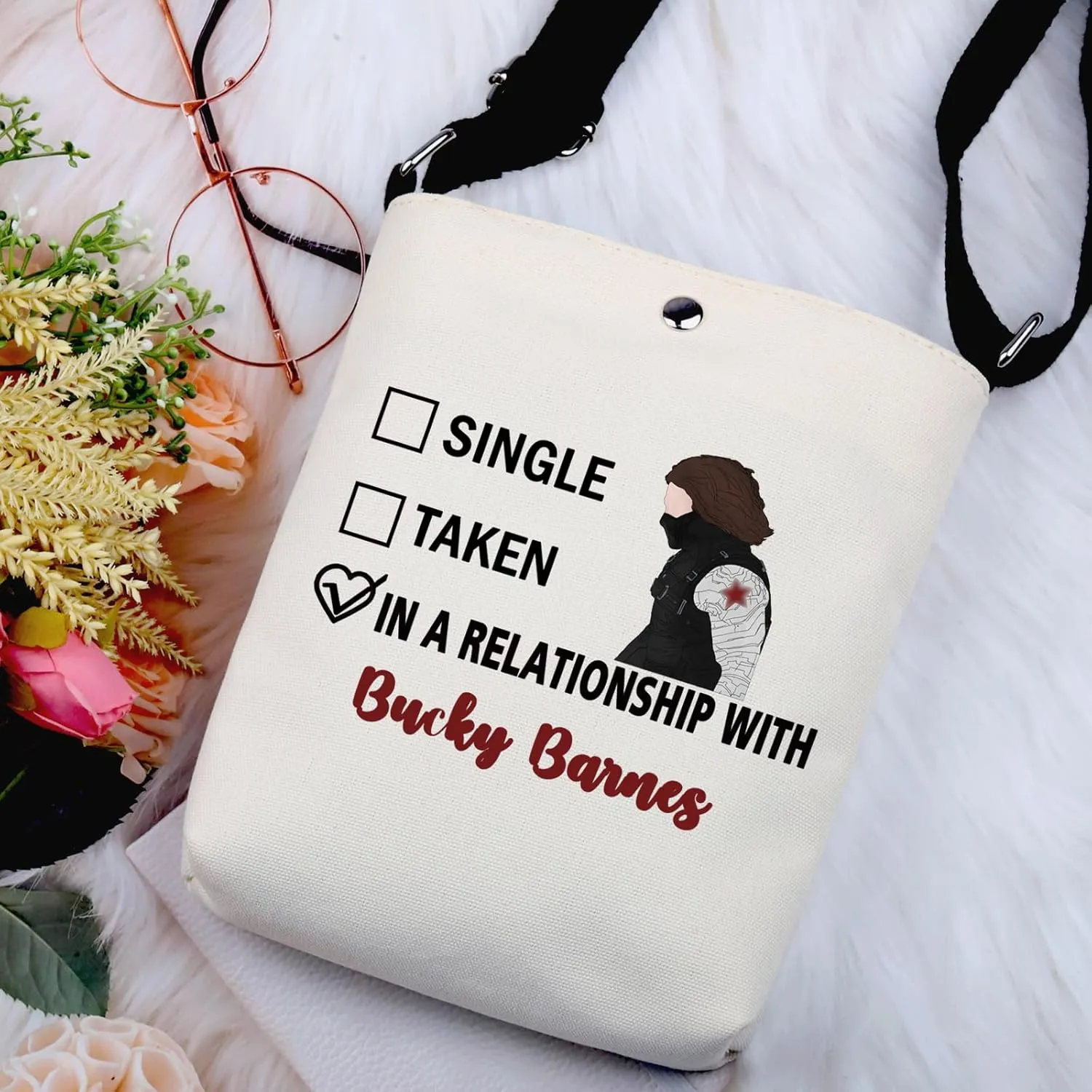 G2TUP Bucky Inspired Gift Dating Bucky Makeup Bag Winter Soldier Cosmetic Bag Barnes Fan Club Gift (Dating Bucky B -X)