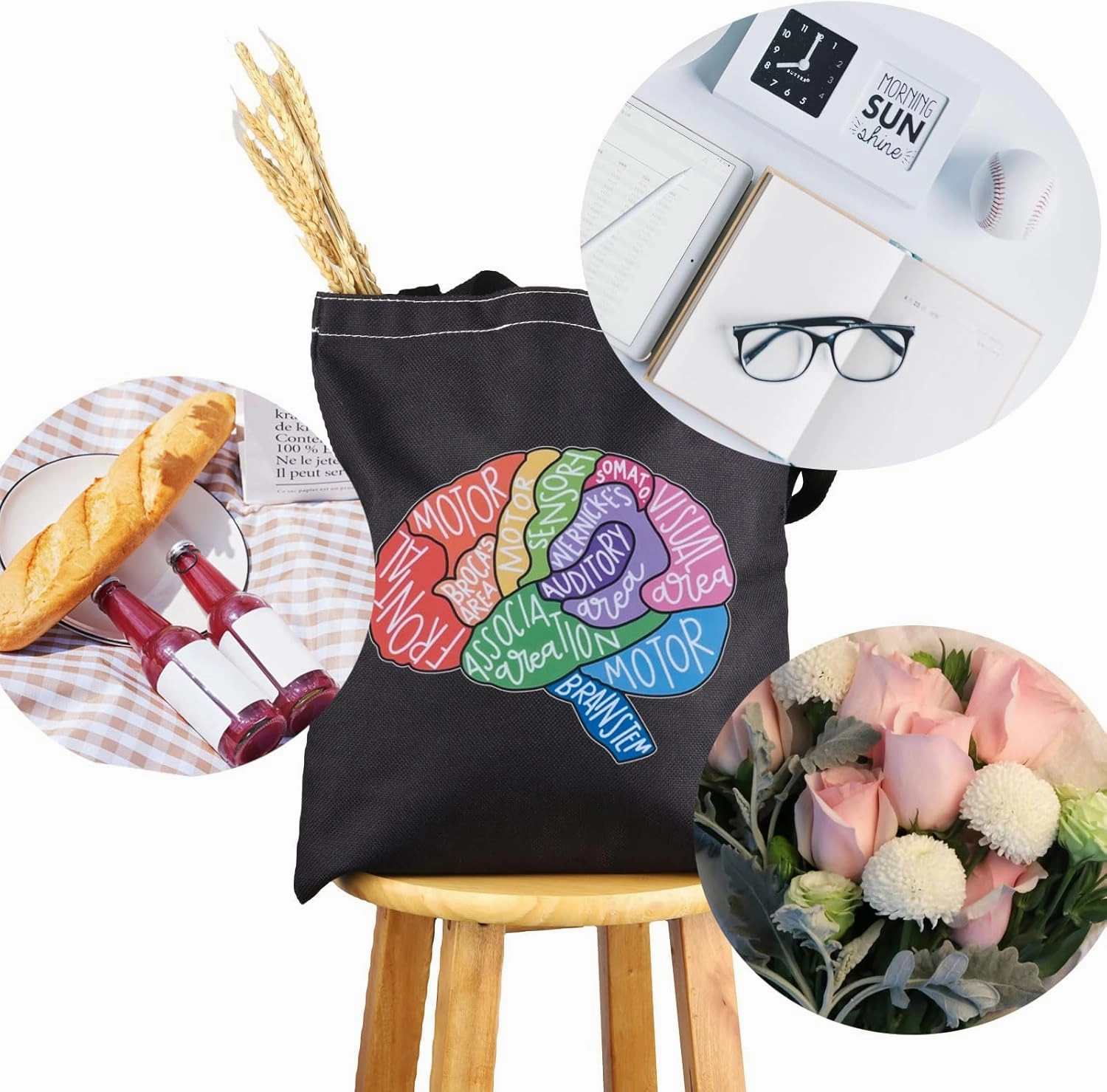 G2TUP Brain Anatomy Gift Neuroscience Cosmetic Bag Neurology Nurse Makeup Bag Nursing S-tudent Anatomical Layout Brain Zipper Travel Bag
