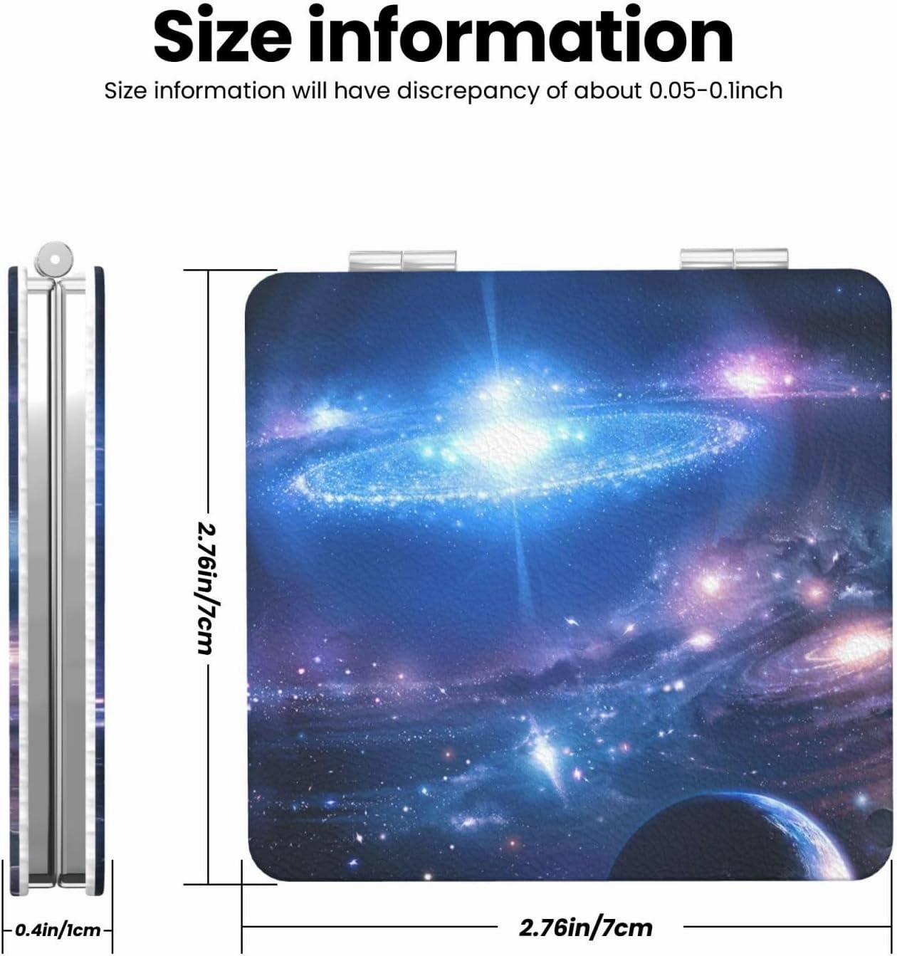 Galaxy Nebula Universe Space Planet Women Small Pocket Mirror Travel Cosmetic Mirror Folding Handheld Makeup Mirror