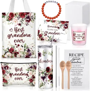 Geiserailie Grandma Mothers Day Gifts for Nana Birthday Best Grandma Thoughtful Gift for Grandmother from Granddaughter Grandchildren with Tumbler Candle Bracelet Bag(Red)