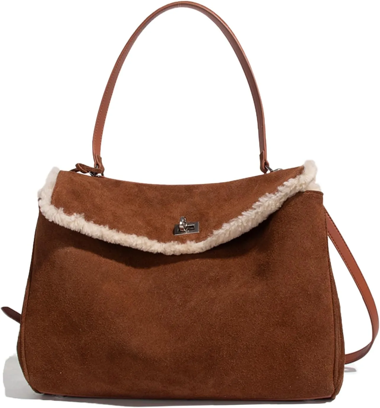 Genuine Leather Purse for Women: Suede Leather Tote Bag Ladies Designer Satchel - Trendy Crossbody Purses Shoulder Handbag for Travel Work