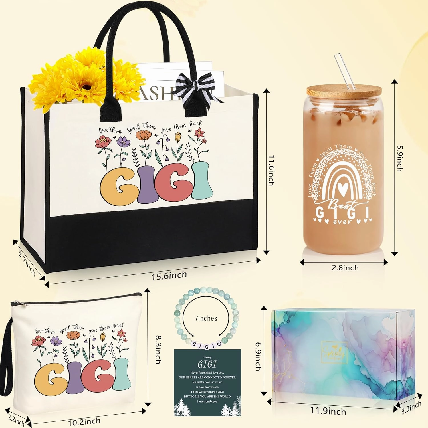 Gigi Gifts Gigi Birthday Gifts for Grandma Mother's day Birthday Gifts Set Tote Bag from Granddaughter Grandchildren Grandkids Christmas