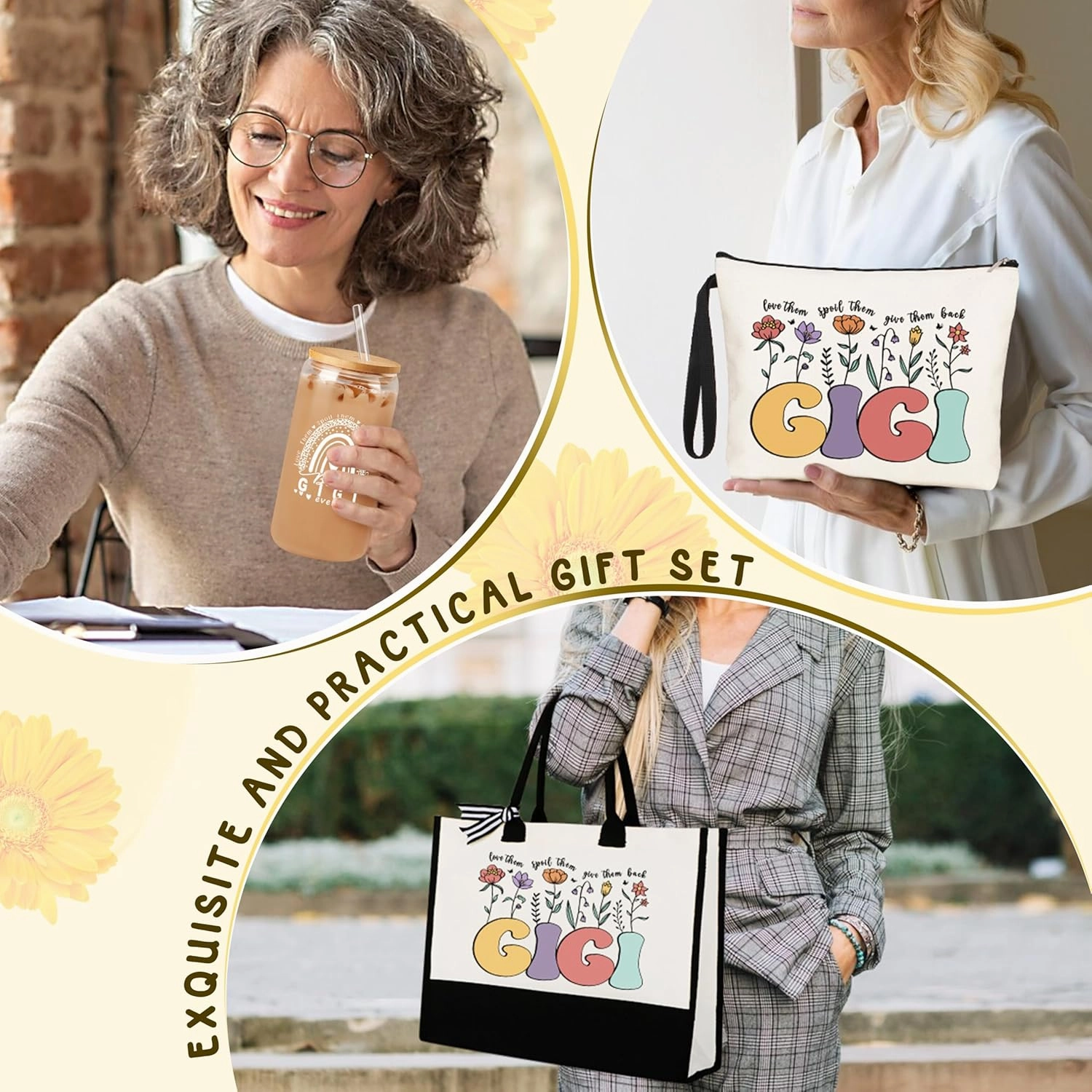 Gigi Gifts Gigi Birthday Gifts for Grandma Mother's day Birthday Gifts Set Tote Bag from Granddaughter Grandchildren Grandkids Christmas
