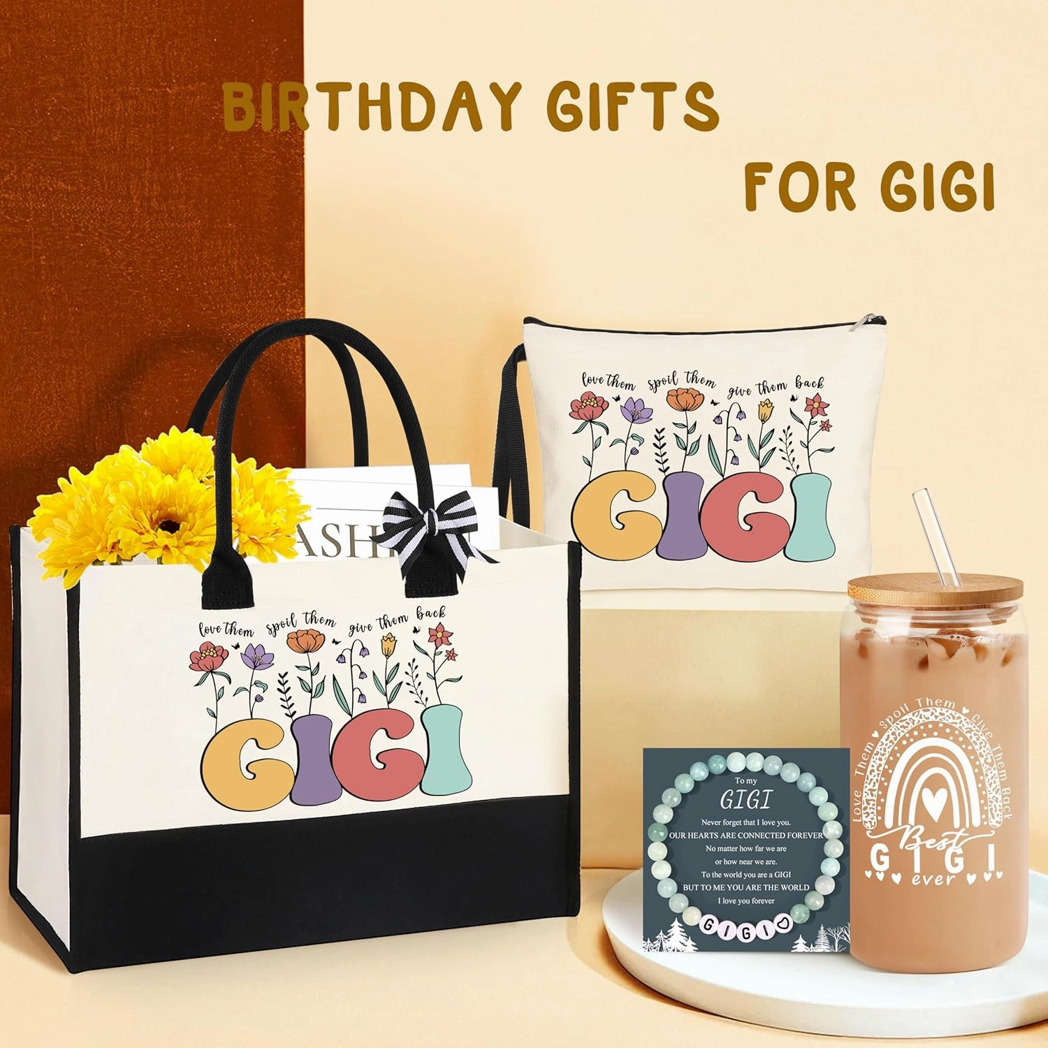 Gigi Gifts Gigi Birthday Gifts for Grandma Mother's day Birthday Gifts Set Tote Bag from Granddaughter Grandchildren Grandkids Christmas