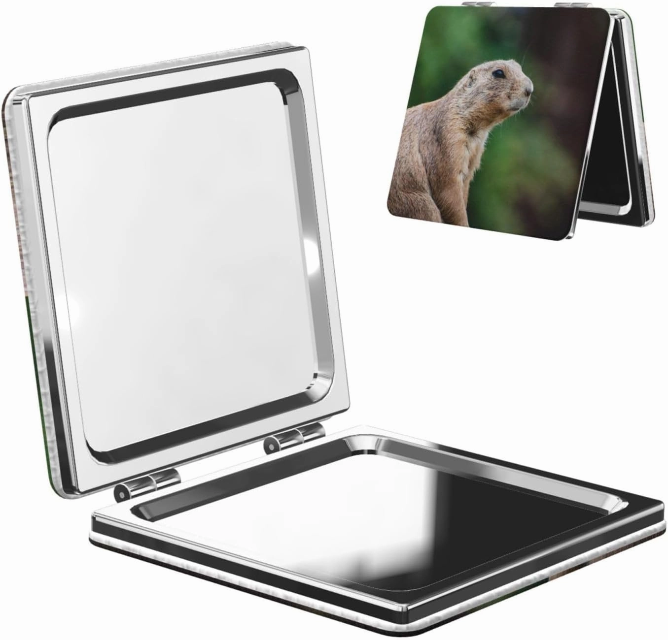 Gopher Pattern Women Mini Cosmetic Mirror Folding Portable Pocket Makeup Mirror