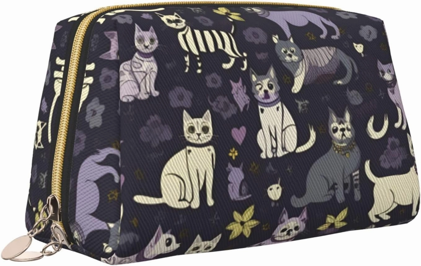 Goth Spooky Toiletry Pouch, Travel-Friendly Makeup Organizer For Makeup Brushes, Lipsticks