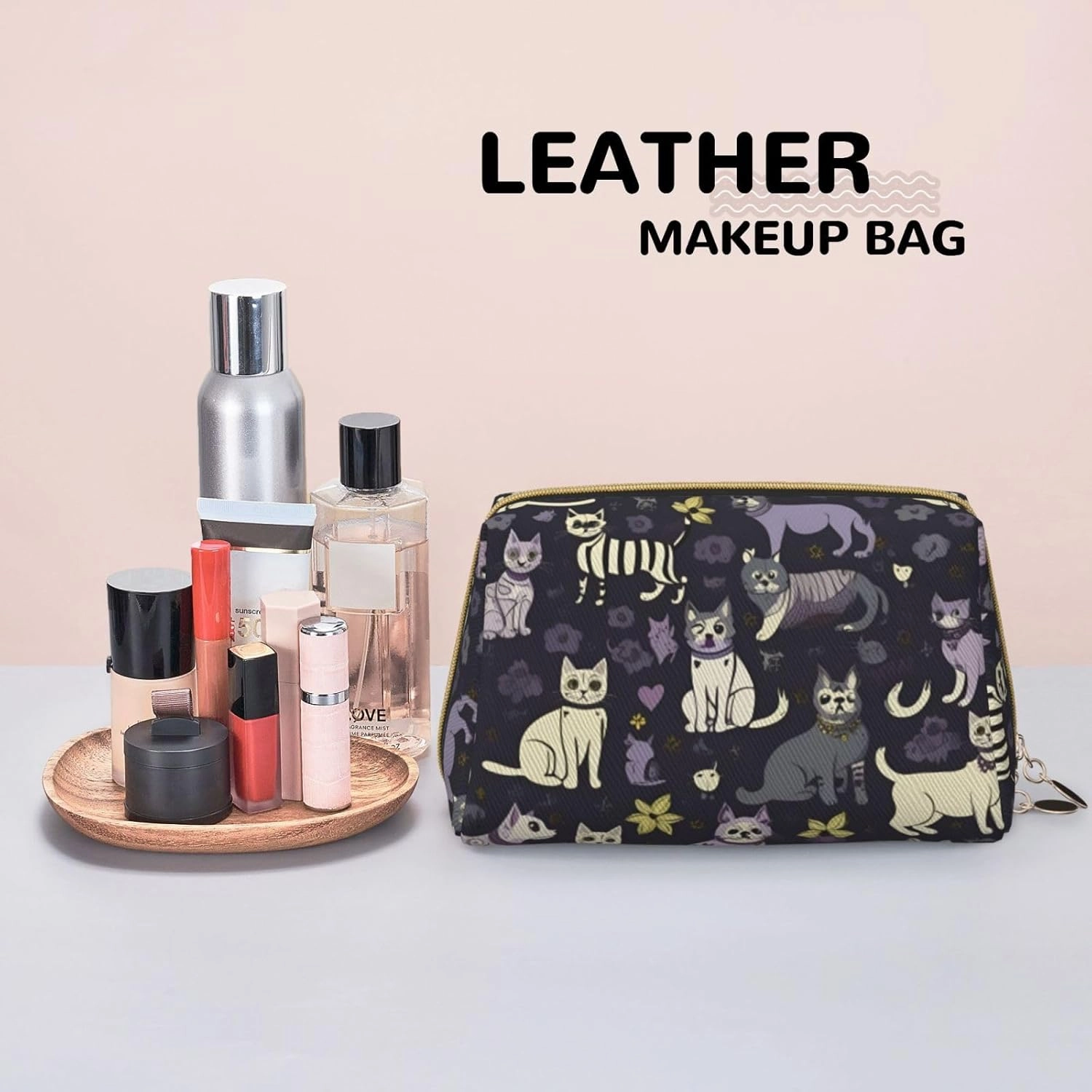 Goth Spooky Toiletry Pouch, Travel-Friendly Makeup Organizer For Makeup Brushes, Lipsticks