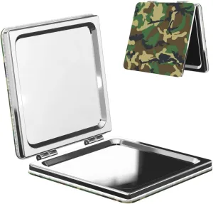 Green Camo Pattern Women Small Pocket Mirror Travel Cosmetic Mirror Folding Handheld Makeup Mirror