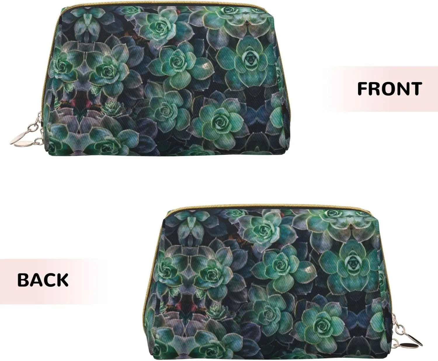 Green Succulent Toiletry Travel Bag, Portable Cosmetic Organizer For Women, On-The-Go