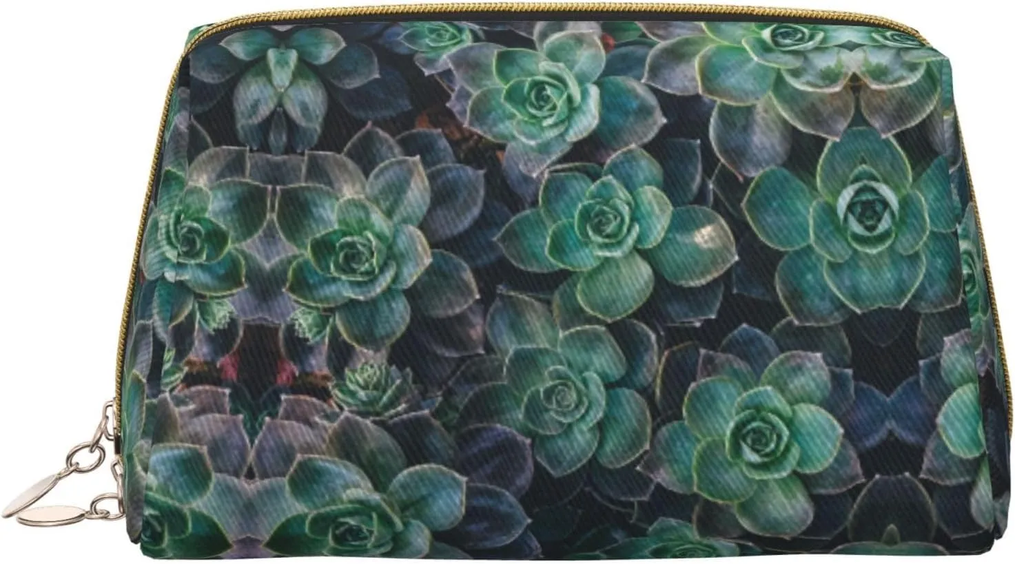 Green Succulent Toiletry Travel Bag, Portable Cosmetic Organizer For Women, On-The-Go