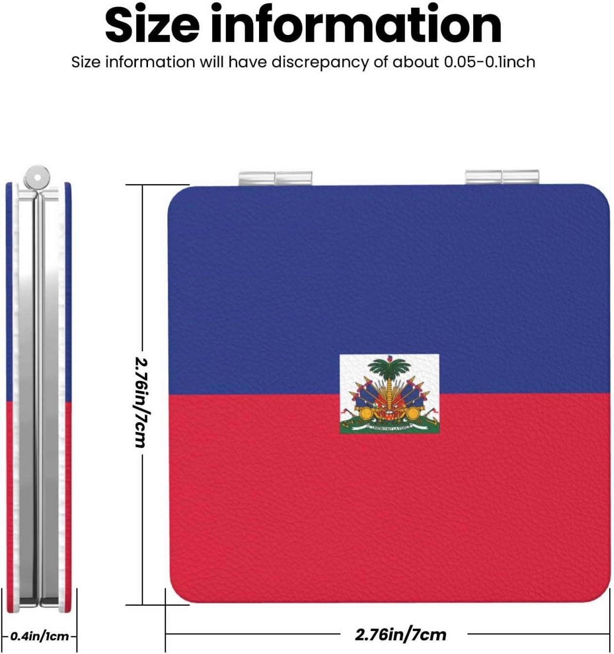 Haitian Flag Makeup Mirror Portable Folding Mini Mirror Double Sided Travel Makeup Mirror Square Handheld Pocket Mirror