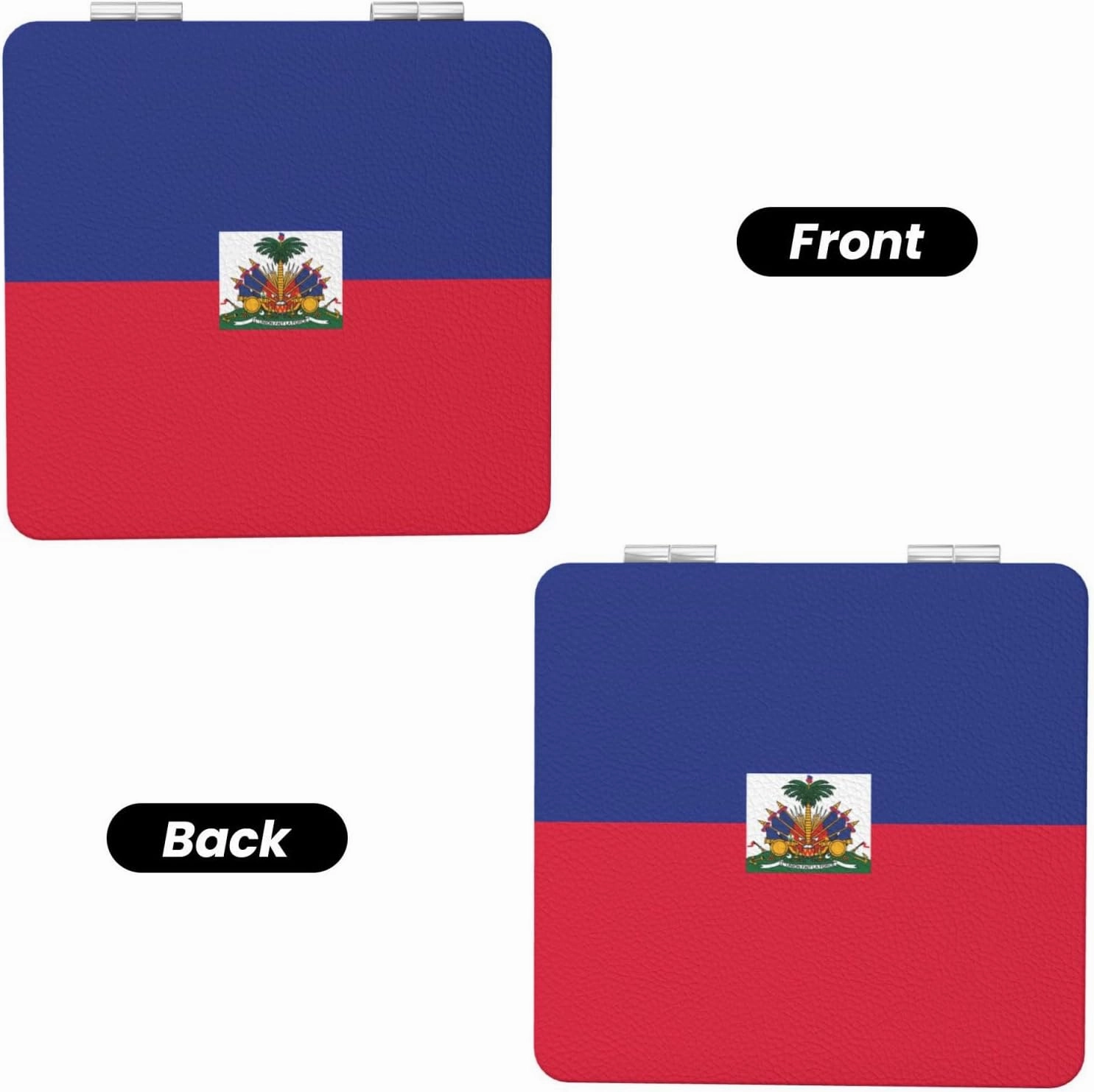 Haitian Flag Makeup Mirror Portable Folding Mini Mirror Double Sided Travel Makeup Mirror Square Handheld Pocket Mirror