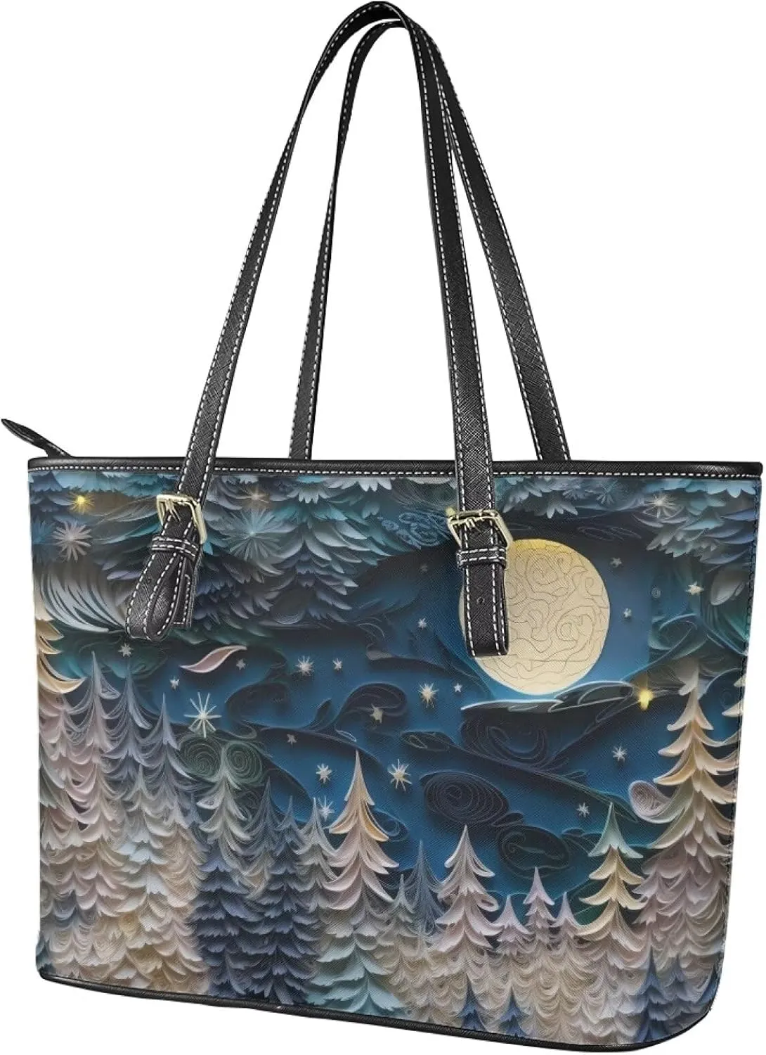 Handbag for Women PU Leather Tote Bag, French Countryside Style Zipper Large Shoulder Bag for Work, Travel,Shopping