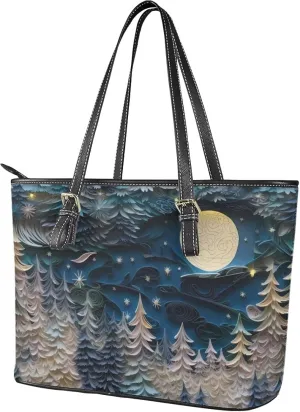 Handbag for Women PU Leather Tote Bag, French Countryside Style Zipper Large Shoulder Bag for Work, Travel,Shopping