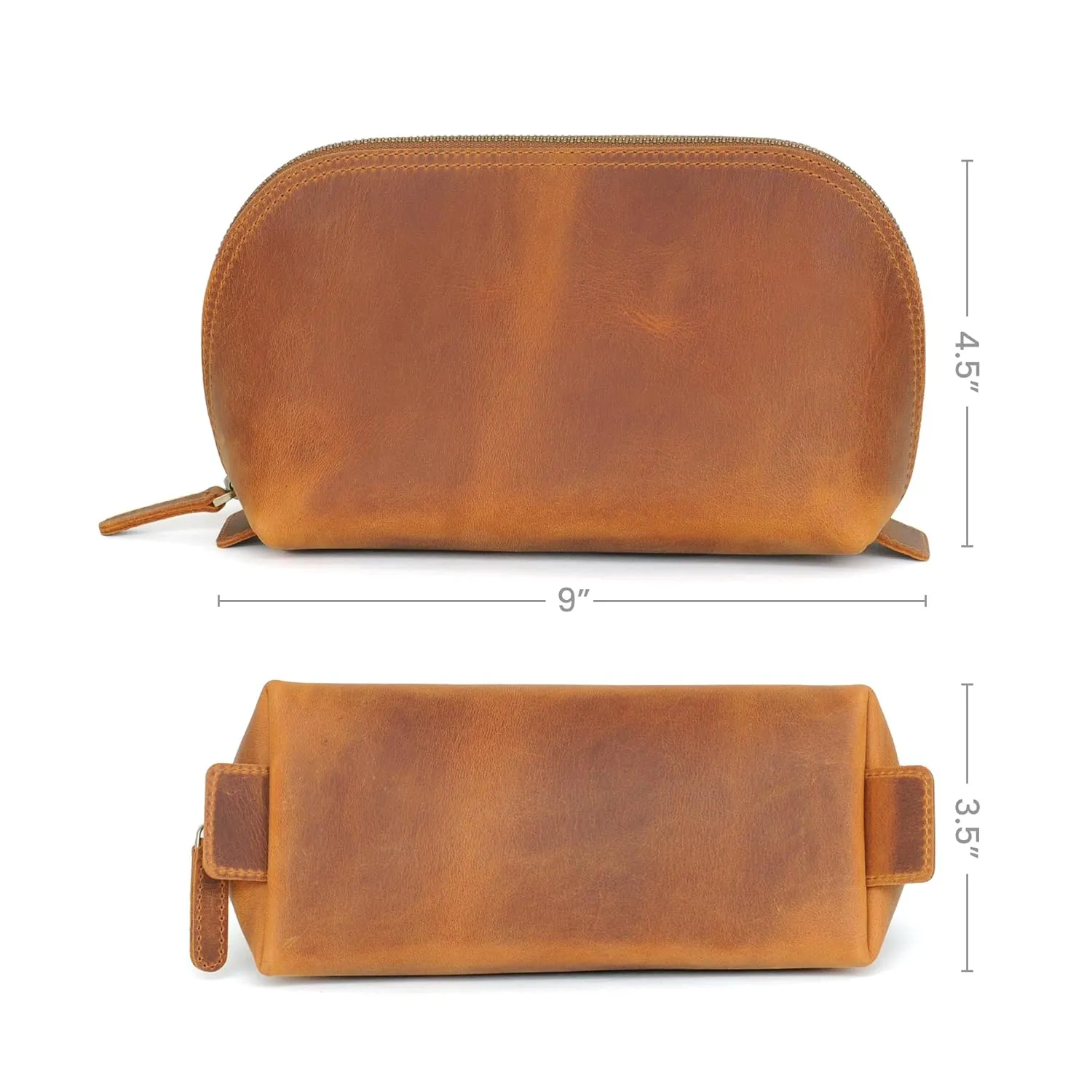 Handcrafted Leather Makeup Bag for Holiday, Customizable Handmade Leather Cosmetic Bag to Keep Toiletries for Travels, Camel