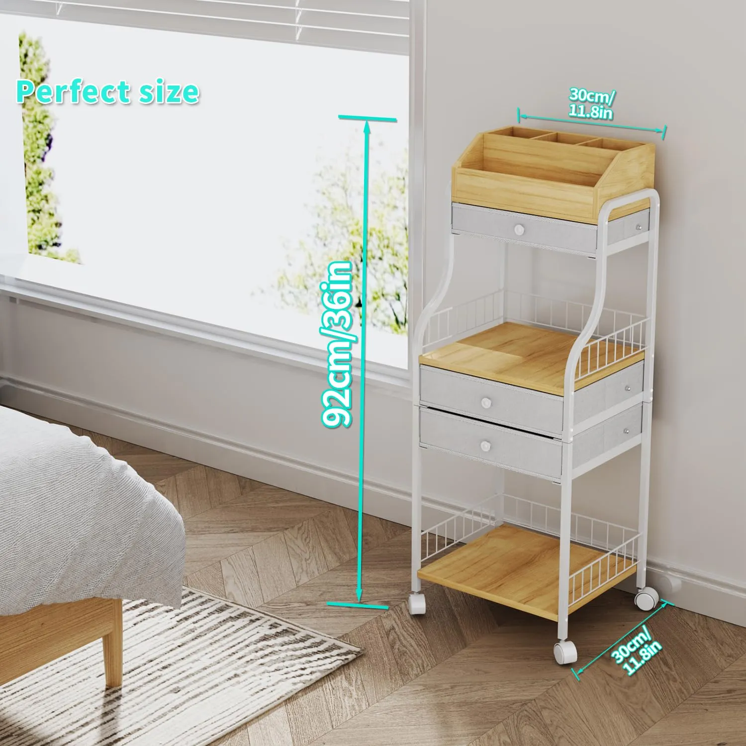 HapiRm Floor Makeup Organizer Storage - Vanity Skincare Make Up Organizers and Storage with Drawers, Cosmetics Display Cases Holder for Skin Care Nail Polish Perfume Makeup Brush