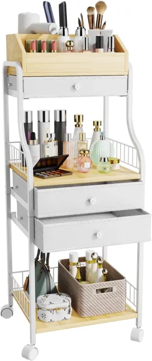 HapiRm Floor Makeup Organizer Storage - Vanity Skincare Make Up Organizers and Storage with Drawers, Cosmetics Display Cases Holder for Skin Care Nail Polish Perfume Makeup Brush