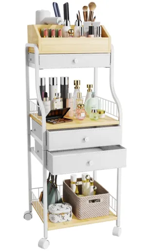 HapiRm Floor Makeup Organizer Storage - Vanity Skincare Make Up Organizers and Storage with Drawers, Cosmetics Display Cases Holder for Skin Care Nail Polish Perfume Makeup Brush
