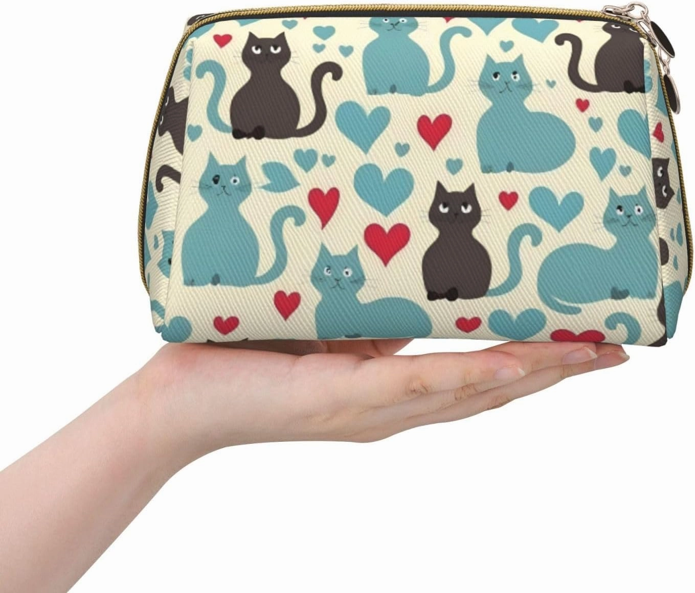 Happy Walking Kitty Toiletry Pouch, Travel-Friendly Makeup Organizer For Makeup Brushes, Lipsticks