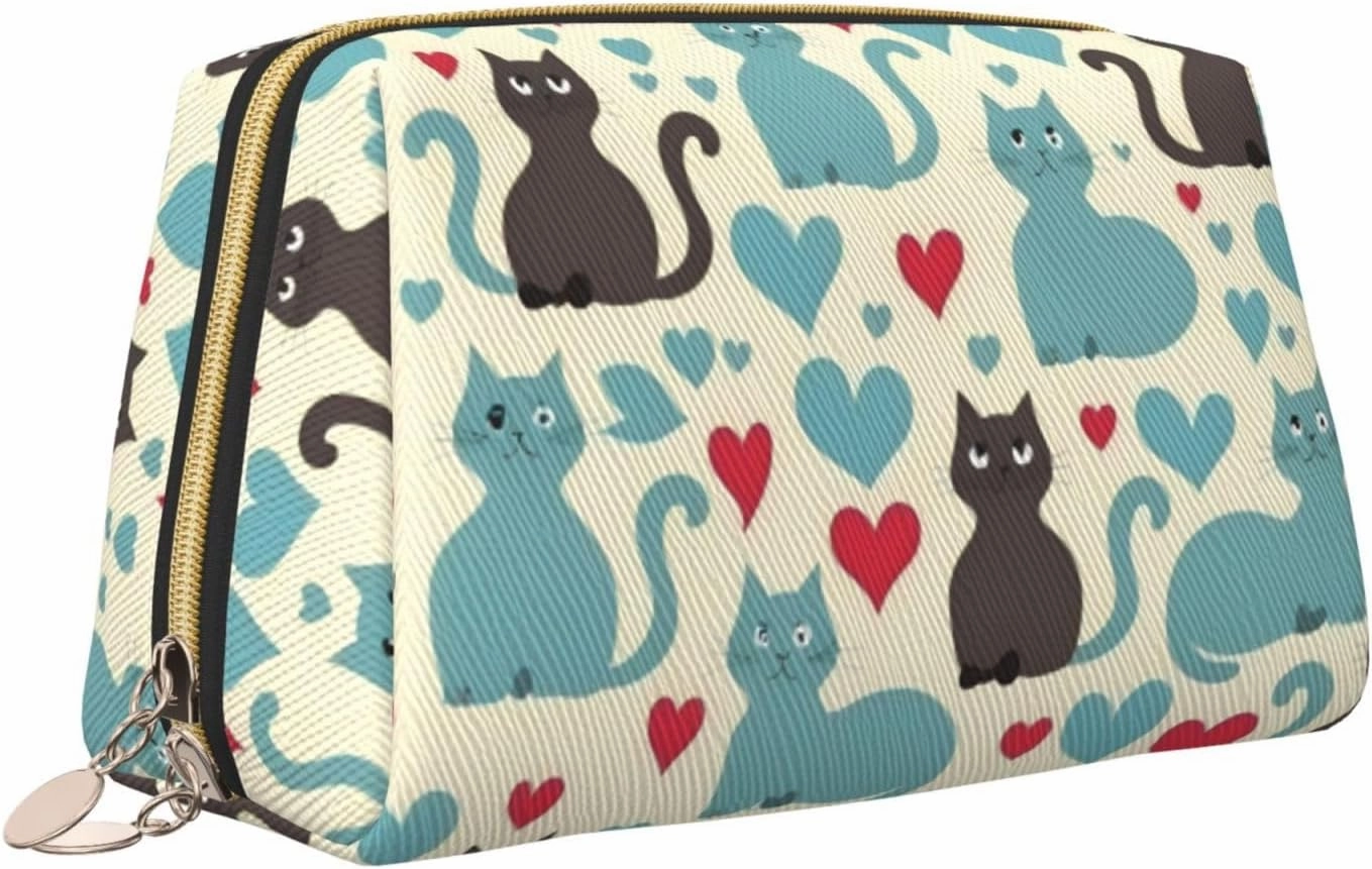 Happy Walking Kitty Toiletry Pouch, Travel-Friendly Makeup Organizer For Makeup Brushes, Lipsticks