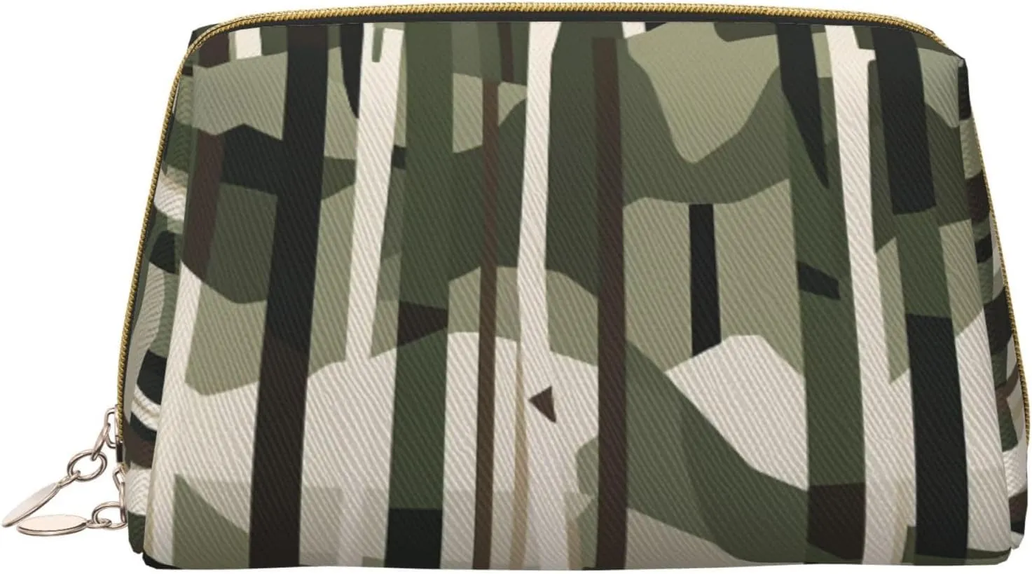 Hardwoods Green Camo Printed Small Makeup Bag,Travel Cosmetic Bag Purse with Zipper,Water-resistant Makeup Organizer Bag for Women