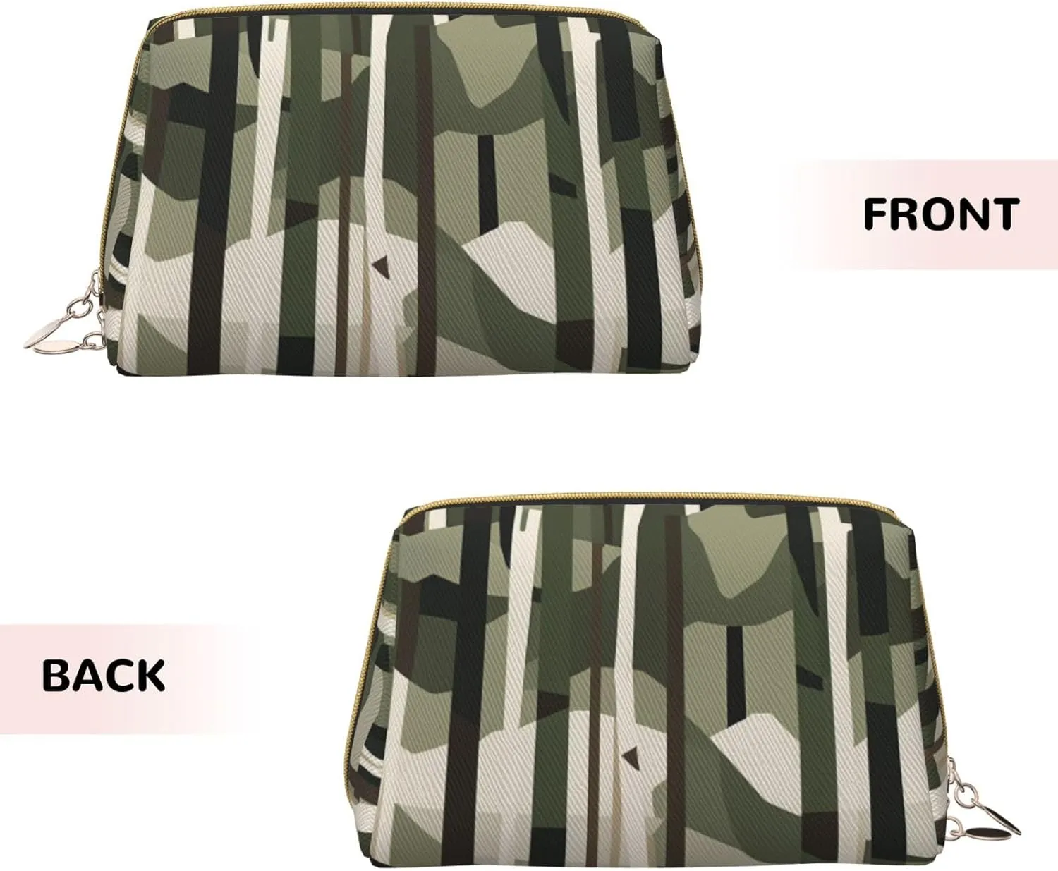 Hardwoods Green Camo Printed Small Makeup Bag,Travel Cosmetic Bag Purse with Zipper,Water-resistant Makeup Organizer Bag for Women