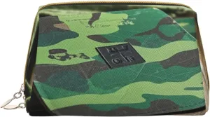 Hardwoods Green Print Travel Makeup Bag, Women's Large Capacity Makeup Bag, Waterproof Portable Bag, Open Flat Makeup Bag