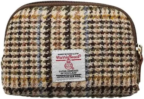 Harris Tweed Mini Travel Makeup Carrying Case Cosmetic Bag Portable Electronics Accessories Organizer Coin Purse （No.2154）