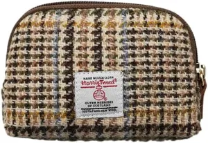 Harris Tweed Mini Travel Makeup Carrying Case Cosmetic Bag Portable Electronics Accessories Organizer Coin Purse （No.2154）