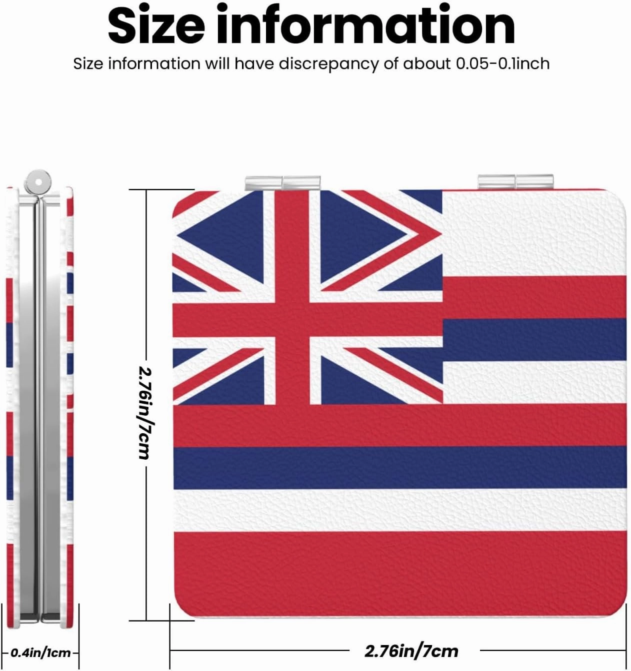 Hawaii Flag Makeup Mirror Portable Folding Mini Mirror Double Sided Travel Makeup Mirror Square Handheld Pocket Mirror