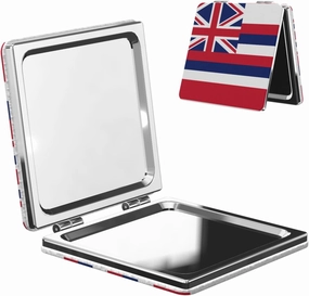 Hawaii Flag Makeup Mirror Portable Folding Mini Mirror Double Sided Travel Makeup Mirror Square Handheld Pocket Mirror