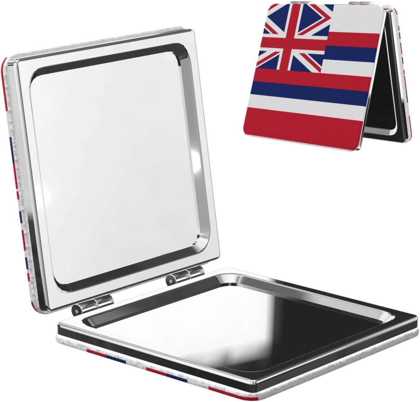 Hawaii Flag Makeup Mirror Portable Folding Mini Mirror Double Sided Travel Makeup Mirror Square Handheld Pocket Mirror