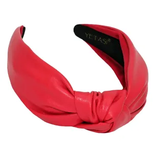 Headbands for Women Candy Red Head bands for Women's Hair Faux Leather Knotted Headband is a Top Knot Womens Head band Fashion Designer