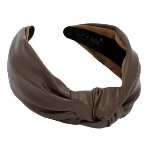 Headbands for Women Dark Brown Trendy Head bands for Women's Hair Leather Knotted Headband for Women is a Top Knot Womens Headbands Fashion Designer