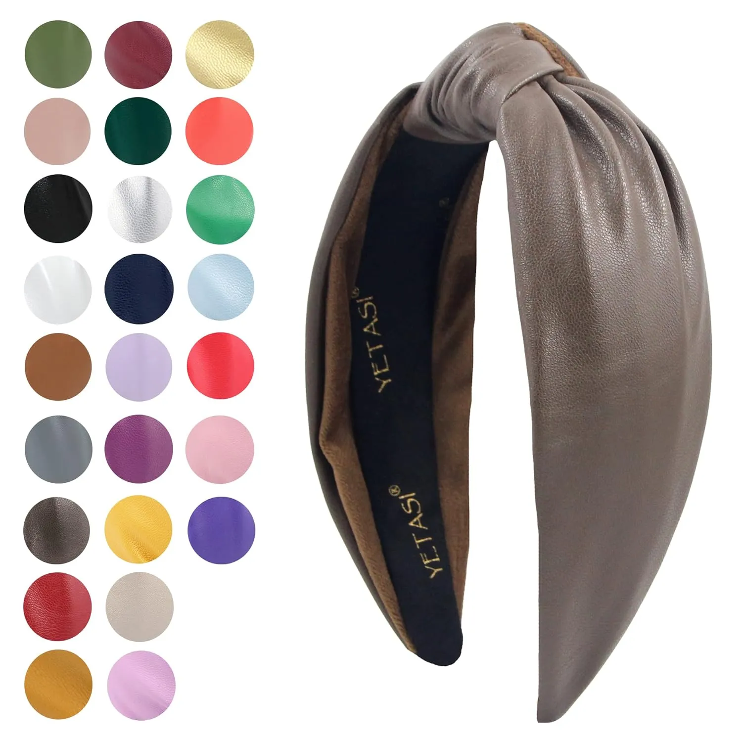 Headbands for Women Dark Brown Trendy Head bands for Women's Hair Leather Knotted Headband for Women is a Top Knot Womens Headbands Fashion Designer