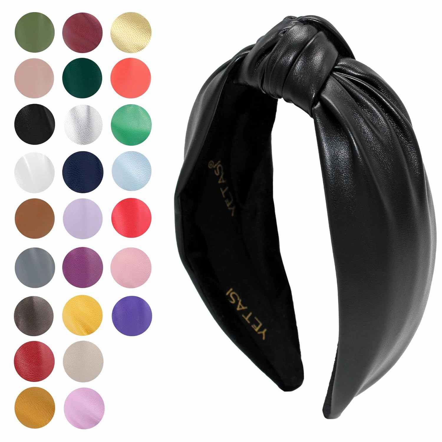 Headbands for Women Black Trendy Head bands for Women's Hair Leather Knotted Headband for Women is a Top Knot Womens Fashion Designer