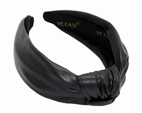 Headbands for Women Black Trendy Head bands for Women's Hair Leather Knotted Headband for Women is a Top Knot Womens Fashion Designer