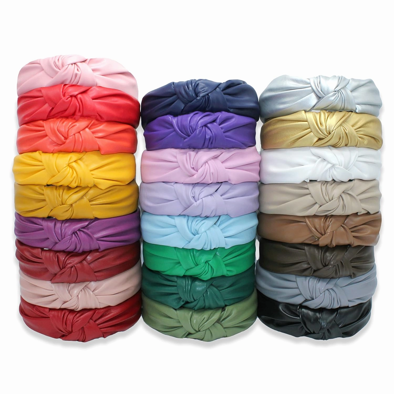 Headbands for Women Leather Cream is Trendy. Beige Knotted Headband for Women is an Adjustable Girls Top Knot Head band Fashion Designer